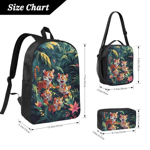 Cartoon Tiger Backpacks 3 Pcs Cute Lightweight Daypack with Fun Graphic Cartoon Print for Outdoor Hiking and Travel2