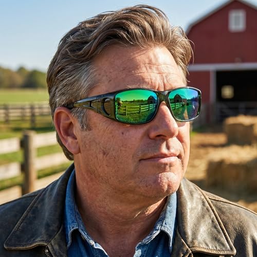 Image of SIPHEW Mirrored Sunglasses Polarized Fit Over Glasses for Men&Women | Wrap Around Sun Glasses,UV400 Protection,Lightweight & Comfortable,Driving,Outdoors
