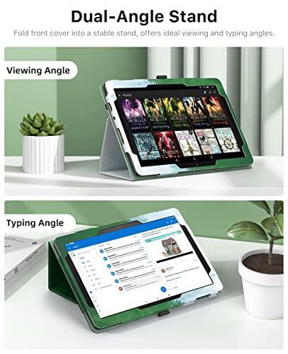 Image of MoKo Case Fits All-New Kindle Fire HD 10 & 10 Plus Tablet (13th /11th Generation, 2023 /2021 Release) 10.1 inch - Slim Folding Stand Cover with Auto Wake /Sleep, Dark Green Forest
