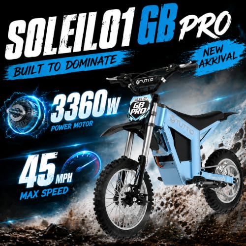 Image of Tuttio Soleil01 Electric Dirt Bike, 40MPH E Dirt Bike for Adults Teens | 40-45MPH, 48V 21AH Battery 45Miles, 14 inch /12 inch Fat Tire , Full Hydraulic Brakes and Suspensions Mountain Off-Road E Dirt Bike