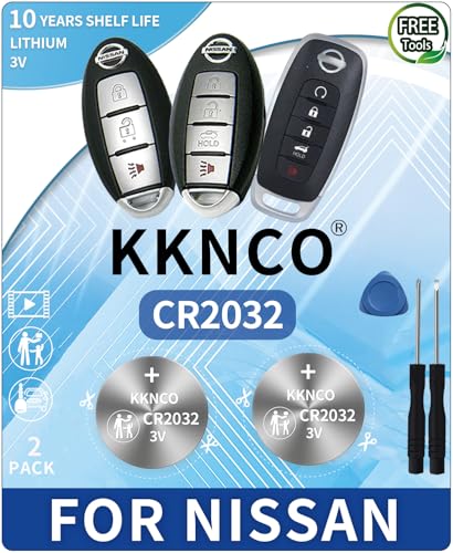 Car Key Fob Battery Replacement for Nissan Rogue Altima Sentra Versa Pathfinder Murano Maxima Kicks Titan Frontier Infiniti Armada Leaf Juke Quest Remote (Check Fitment Guide) 2 Packs Batteries