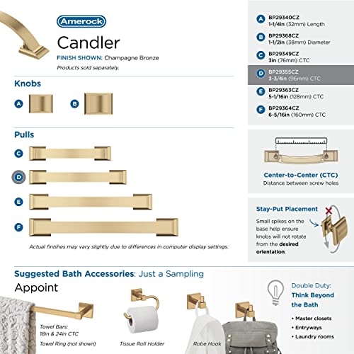 Image of Amerock | Cabinet Pull | Champagne Bronze | 3-3 /4 in (96 mm) Center-to-Center Drawer Pull | Candler | Kitchen and Bath Hardware | Furniture Hardware