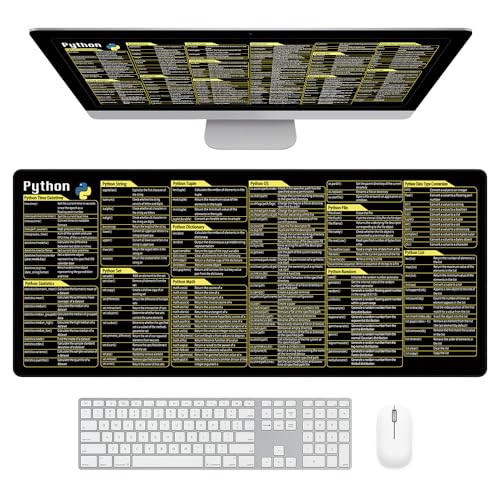 JOAASU Python Alfombrilla de Ratón con Atajos, Alfombrilla de Ratón Grande, 80x30 cm Alfombrilla Raton Grande, Shortcuts Atajos de Teclado de Software de Oficina, con Acceso Directo de Python