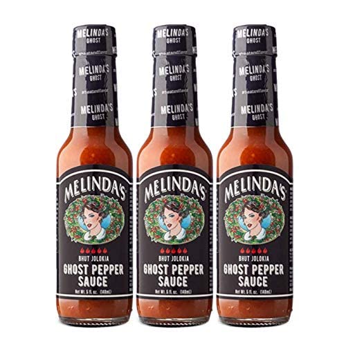 Melinda’s Ghost Pepper Hot Sauce - Gourmet Extra Spicy Hot Sauce - Made with Fresh Ingredients, Ghost Peppers (Bhut Jolokia), Habanero Pepper, Carrot, Garlic, Lime Juice - 5oz, 3 Pack
