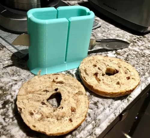 Bagel Slicer | Bagel Holder | Bagel Cutting Stand | Breakfast Food Station | Kitchen Essentials | Bagel Creation Station | For Foodies (Brown)