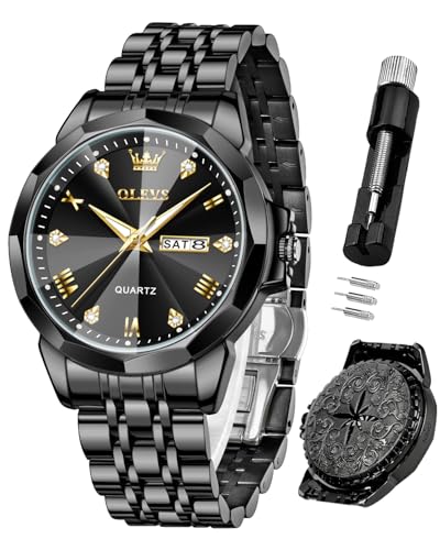 Image of OLEVS Mens Watches Analog Quartz Original Perfume Watch for Man Diamond Stainless Steel Waterproof Calendar Stylish Business Men's Branded Watches