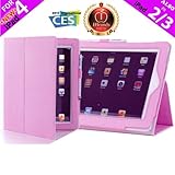 Pink iPearl Leather Carrying Folia Cover Case for iPad 2, with Built-in Stand, hand strap and Touch Screen Stylus Pen for all 2nd Generation iPad 2 Tablet (3G / WiFi model 16GB, 32GB, 64GB)