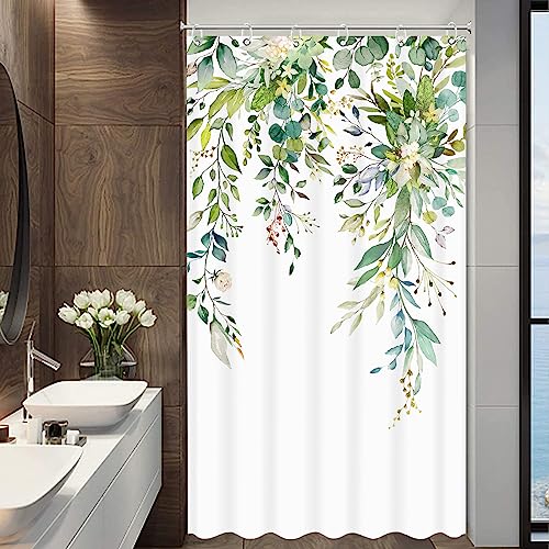 Rideau de douche eucalyptus vert floral tissu imperméable salle de bain - 6