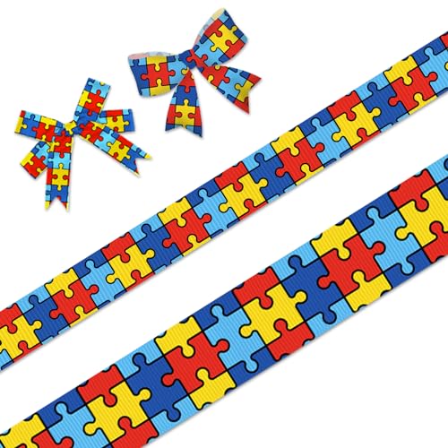 2 PCS Autism Awareness Grosgrain Ribbons 3/8