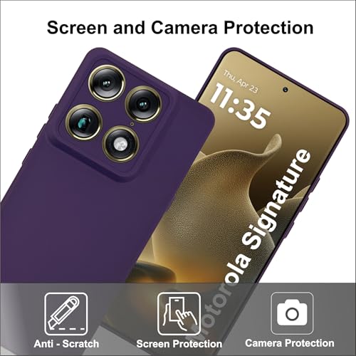 Image of SBMS Silicone Back Cover Case for Motorola Signature | Soft Micro-Fibre Lining Inside | Camera Protection Bump | Shockproof Back Cover Case for Moto Signature (Candy Cloth Purple)