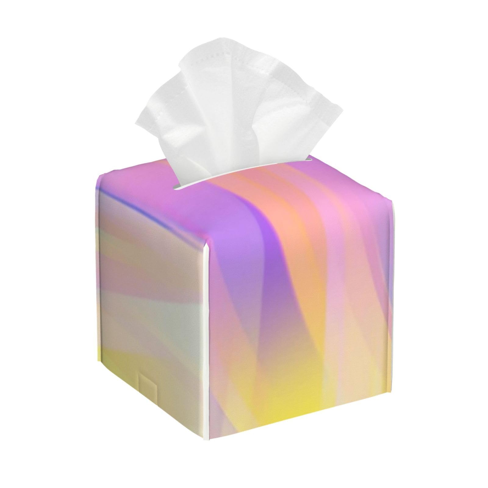 Digital Shady Artistic Gradient Print PVC Cube Tissue Pack for Home Office Bathroom Use