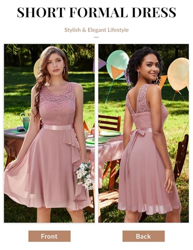Image of BeryLove Womens Boat Neck A Line Sleeveless Lace Formal Homecoming Dress