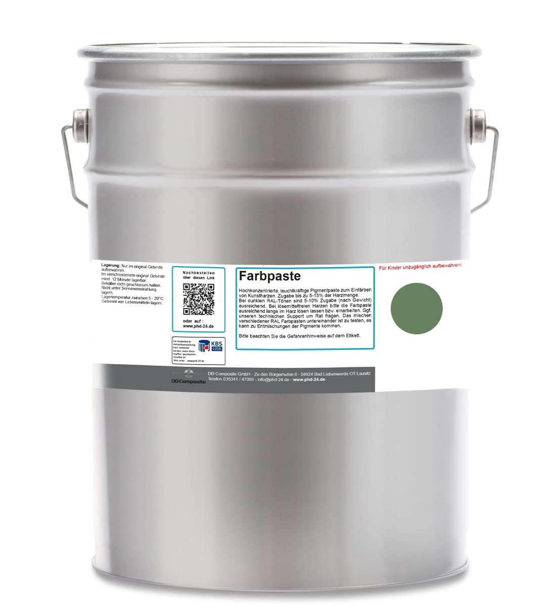 DD Composite Farbpaste 5kg resedagrün RAL6011 Pigment hochkonzentriert für Kunstharze Epoxidharz Resin Polyesterharz Gießharz farbintensiv deckend