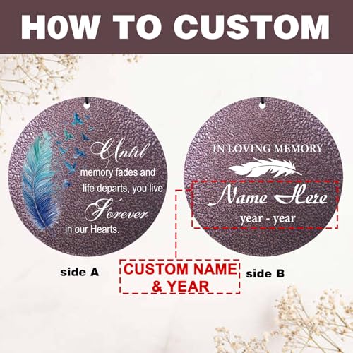 Image of Customized 30 /36 /45 inch Memorial Wind Chimes for Loss of Loved One, Blue Feather Sympathy Gift Wind Chime for Loss Mom Dad, Deep Tone Outdoor Decoration, Produced in Texas