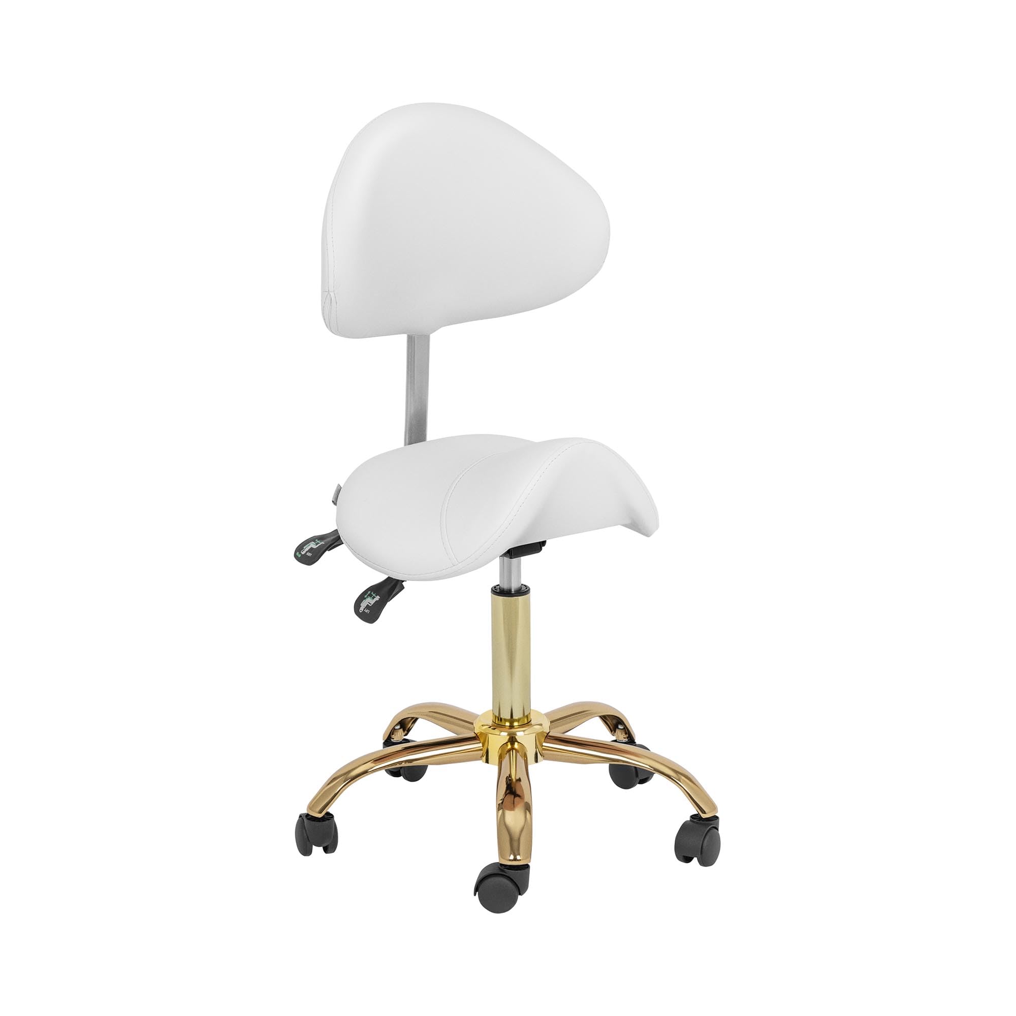 physa PHYSA MANNHEIM WHITE_GOLD Sgabello a sella con schienale 51-65 cm 150 kg - Bianco, oro Sgabello regolabile con schienale
