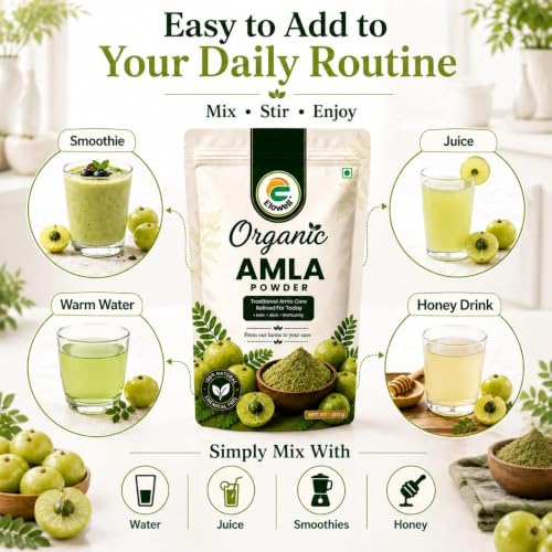 Image of Amla Powder 400g (Pack of 2) - Indian Gooseberry, Amalaki, Nellikkai, 100% Pure, No Preservatives, Rich in Vitamin C for Hair, Skin, Immunity & Digestion (Pack of 2)