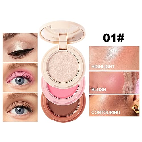 Erinde Mini Highlighter, Bronzer & Blush Powder Palette, Matte Shimmer Powder Makeup, Tiny Face Palette with Mirror All in One, Blendable, Travel Friendly, Cruelty Free, 3 Colours - Image 6