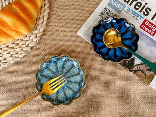 Image of Ceramic Spoon Rest for Stove Top, Flower Cute Spoon Rest for Kitchen Counter, Cooking Spoon Holder for Kitchen Counter, Utensil Rest Spatula Rest Ladle Holder Tong Rest, 1 PC (Retro, Ocean Blue)