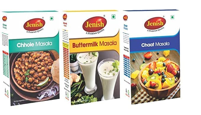 Jenish Chhas (Buttermilk) Masala Powder, 50 Grams | Punjabi Chhole Masala Powder | For Healthy Delicious & Flavourful Cooking | Sprinkle the chat masala on sandwiches, fruits,ETS ((50 Gm,Pack Of 3)