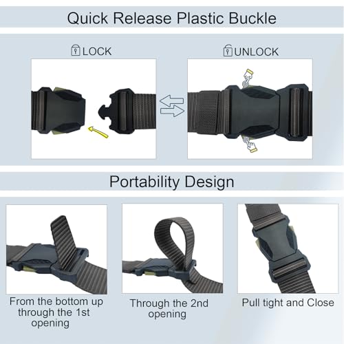 Men's Belt,Nylon Belts for Men with Plastic Buckle,Quick Release Tactical Belt,Sliding Ring Buckle4