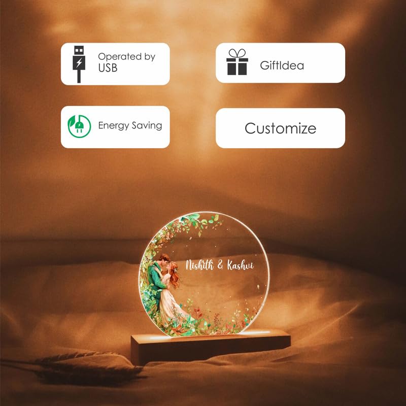 THE GRANDEUR Customised LED Photo Lamp, Personalised Gift for Her, Him, Couples, Wedding, Anniversary, Valentine's Day, Birthday, Design-6 2