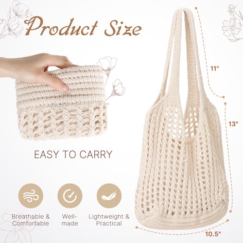 Image of Crochet Tote Beach Bags for Women Mesh Knit Boho Hobo Shoulder Bag