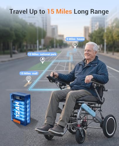 Image of Aotedor Electric Wheelchairs for Adults,39 lbs Lightweight Foldable Power Wheelchair,Up to 15 Miles Range,Ergonomic Comfort Seat,Brushless Motors,Airline Approved Mobility Chair for Travel