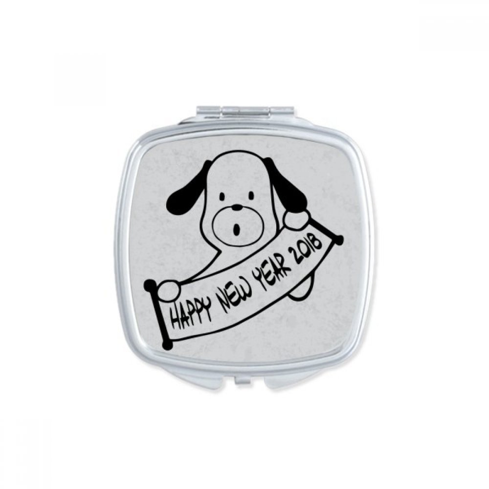 Miroir de poche compact et léger imprimé grand chien pour retouches maquillage
