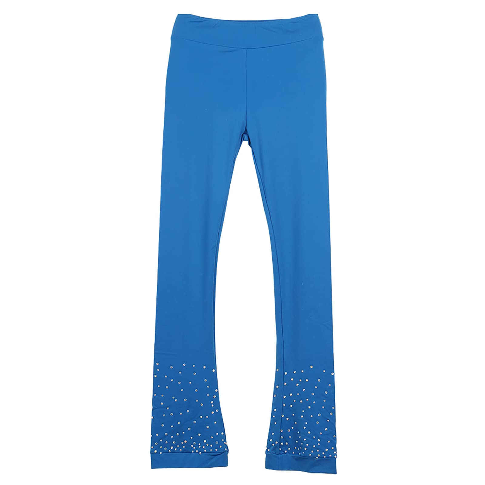 Chaqueta de Patinaje Artístico con Pantalones Mujeres Chaqueta de Patinaje sobre Hielo Elástico Ropa de Patinaje de Competición de Entrenamiento con Pedrería(Size:Xyo,Color:Azul)