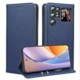 YSONCHAN Lederhülle mit Litschi Muster für Oukitel C68 Plus, Brieftaschen Schutz Hülle mit RFID Blockierung, Ständer & ultrastarkem Magnet. Dunkelblau