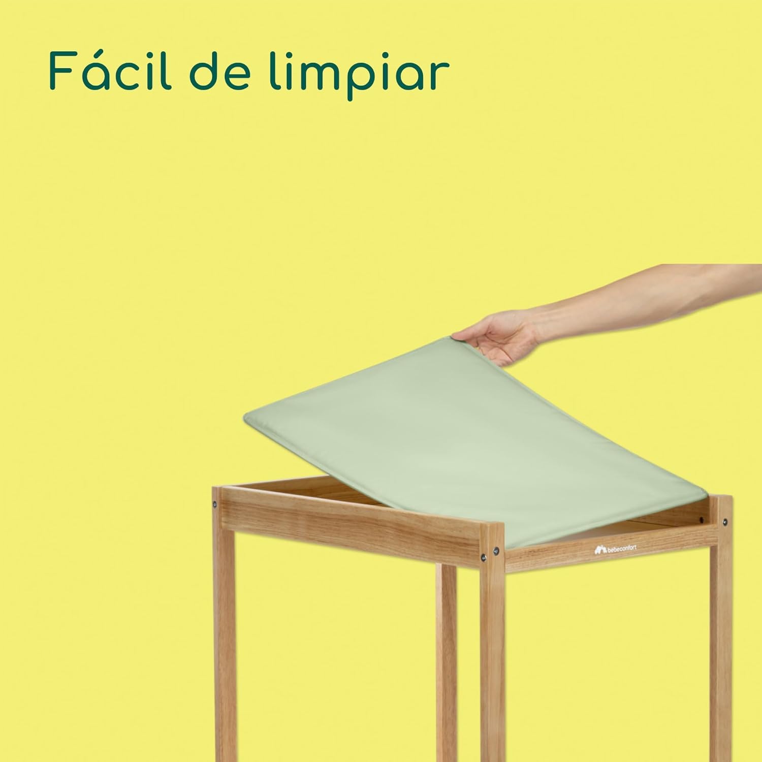 Bebeconfort Daisy, Cambiador Bebé Mueble, 0-12 M (11 kg), Cambiador Incluido, Impermeable, Fácil Limpieza & Montaje, Seguridad Garantizada, Fácil Acceso al Bebé, Estante, Madera Natural