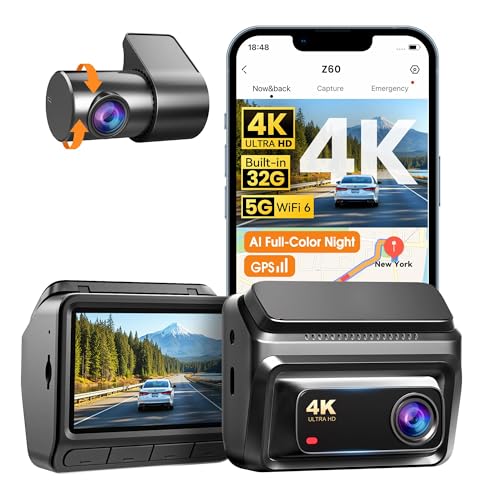 DDPAI Dashcam Auto Vorne Hinten 4K+1080P, Integriertem 32GB eMMC Dash Cam, 4G LTE Autokamera mit...