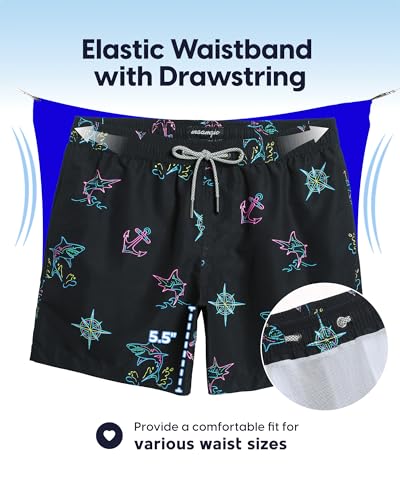 Image of maamgic Mens Swim Trunks 5 Inch with Mesh Lining, Quick Dry Mens Bathing Suit, Swim Shorts for Swimming and Beach