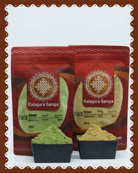 Kalagura Gampa Henna Leaves Powder, Indigo Leaves powder Combo (250gm+250gm)