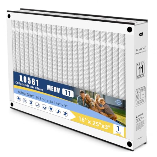 16x25x3 Pleated HVAC Air Filter Replacement Compatible With Lennox X0581 BMAC-12 255649-101 MERV 13(Actual Size 15 3/4 x24 1/4x3) 1-Pack