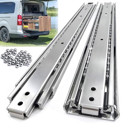 VITERLYNX Thickened 200Lbs Heavy Duty Drawer Slides 1 Pair 10 12 14 16 18 20 22 24 32 40 Full Extension Ball Bearing Sliding Rails Cabinet Tool Box Runners Tracks Glides (14 L)