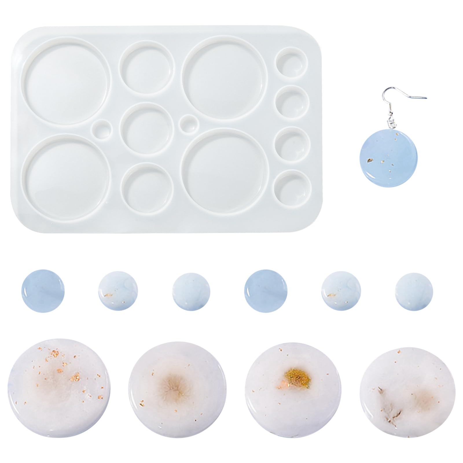UR URLIFEHALL 5 Pcs Silicone Flat Round Mould Cabochon Moulds Resin Jewellery Moulds for Handmade Gift Resin Craft DIY Onament Jewellery Making