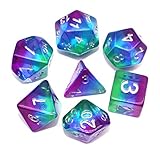HD DND Dice Set,7-Die Polyhedral Dice Compatible Dungeons Dragons(D&D) Pathfinder Role Playing Game(RPG) MTG Tabletop Aurora Series Dice (Purple Aurora)