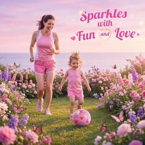 Image of Kids Soccer Ball Size 3 for Toddlers Kids 2-5 5-8 - Glitter Cartoon Design with Pump Deflated - Sports and Outdoors Toys Games - School Birthday Gifts for Boys Girls
