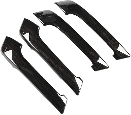 Miniatura 9 de 4pcs negro grano de madera interior manija puerta cubierta ajuste para Prado 2010-2018