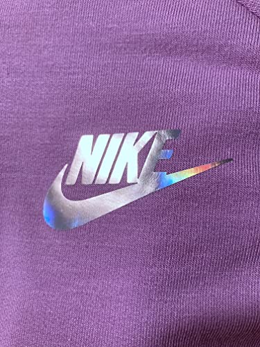 Nike Little Girl’s Full Zip Lightweight Violet Shock Fashion Hoodie, Iridescent Metallic Swoosh Logo, Satin Tonal Front Pockets, Purple Zipper, Style 36I056/Color P85, Size 4 (3-4 Years Old)3