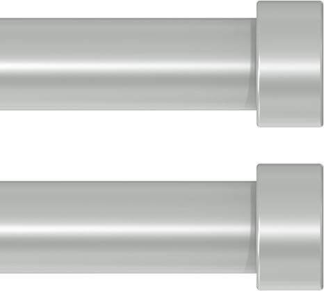 2 Pack Curtain Rods for Windows 48 to 84 Inch(4-7 Feet),Silver 1'' Diameter Drapery Rods with End Cap Style Design,Modern Adjustable Heavy Duty Curtain Rod,Size:36''-88''
