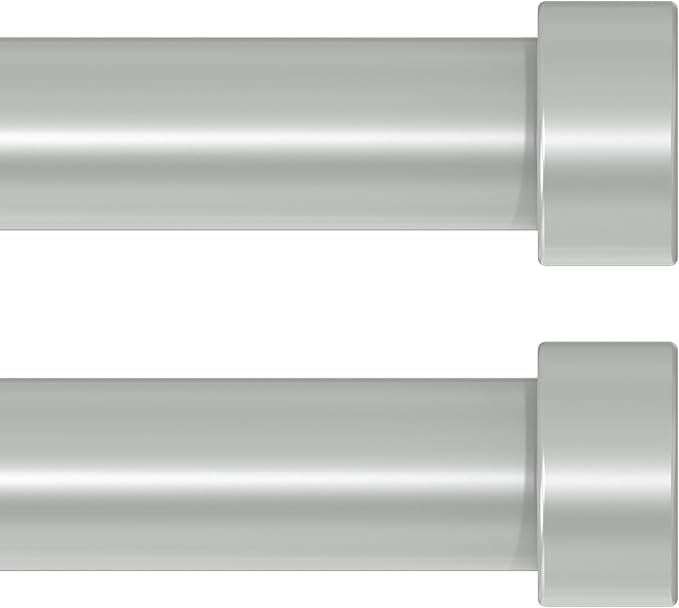 2 Pack Curtain Rods for Windows 48 to 84 Inch(4-7 Feet),Silver 1'' Diameter Drapery Rods with End Cap Style Design,Modern Adjustable Heavy Duty Curtain Rod,Size:36''-88''