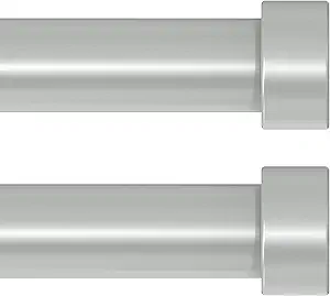 2 Pack Curtain Rods for Windows 28 to 48 Inch(1.5-5 Feet), Silver 1'' Diameter Drapery Rods with End Cap Style Design,Modern Adjustable Heavy Duty Curtain Rod,Size:30''-60''