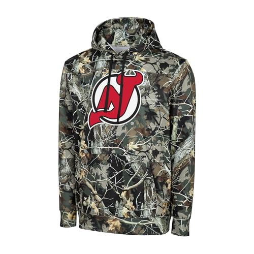 FOCO NHL Mens Official Hunter Camo Primary Logo Performance Pullover Hoodie Sweatshirt (US Alpha Large Regular Regular New Jersey Devils - Hunter Camo)