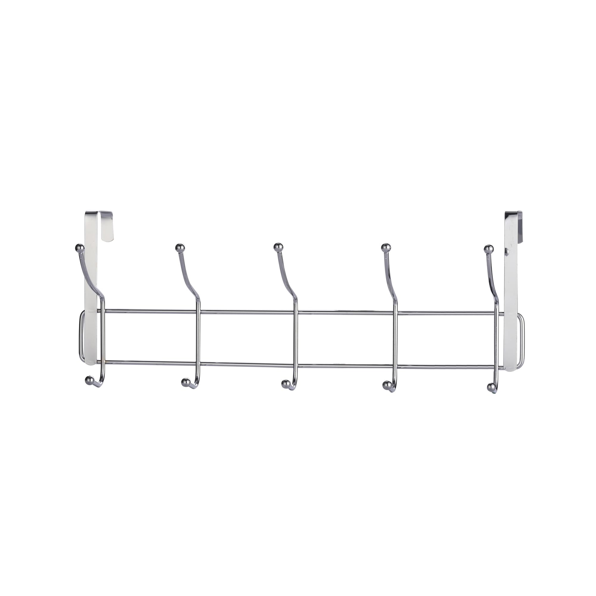 Buckingham Over The Door Coat Hanger - 10 Hooks - Silver - Chrome Plated Iron Wire - Fits Doors Up To 4cm Thick