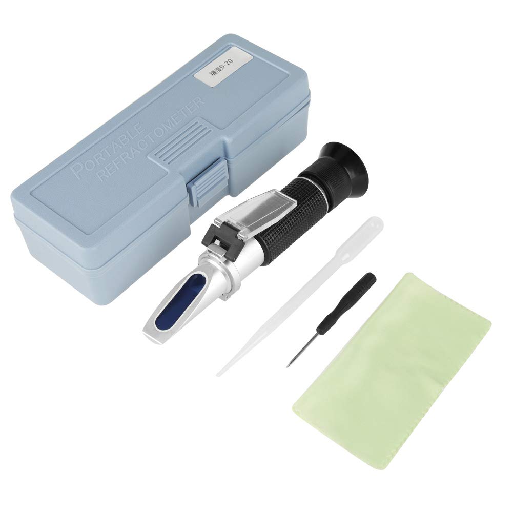 Réfractomètre Brix professionnel 0 20% Compteur de testeur de jus de bière avec fonction de compensation automatique de la température pour mesurer la teneur en sucre du sirop d'érable au miel de frui