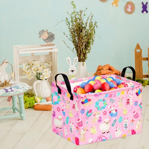 Image of Gift Toy Storage Basket for Girls and Boys, Storage Organizer for Nursery Hamper Home Bedroom Laundry Hamper Shelf Easter Baskets