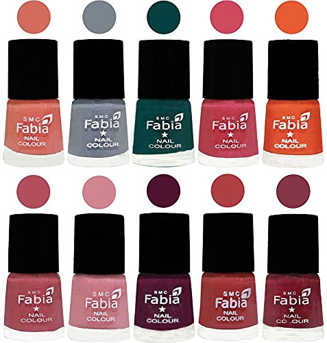 Image of ALL IN ONE (PACK OF 10), Long Lasting Glossy Nail Polish, 6 ml Each, All Vibrant Colours,02036