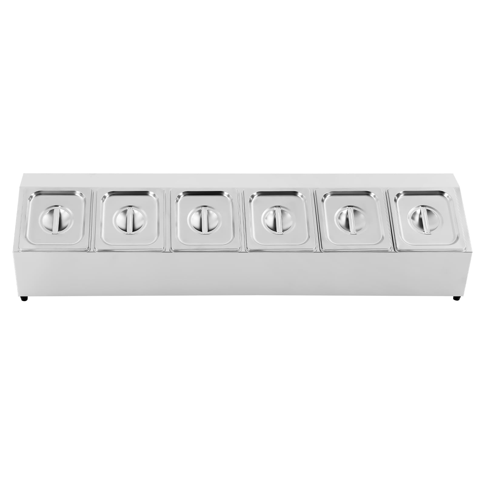 1/6 GN, contenitore per ingredienti in acciaio inox, con piedini in gomma e coperchio, portaspezie per gastronomia, stazione di pizza, accessori per insalata, 104 x 22,5 x 22 cm